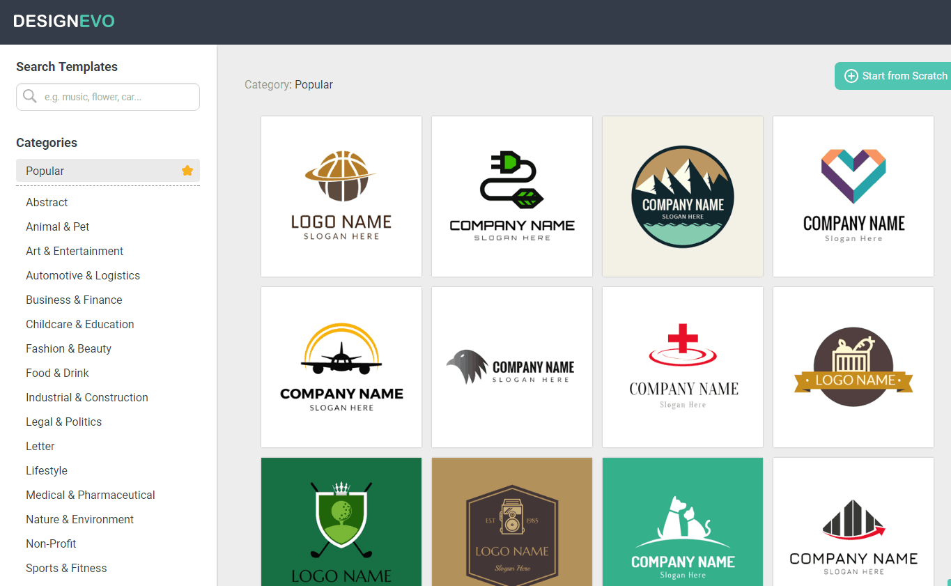 Make A Logo Page with DesignEvo's Free Logo Creator